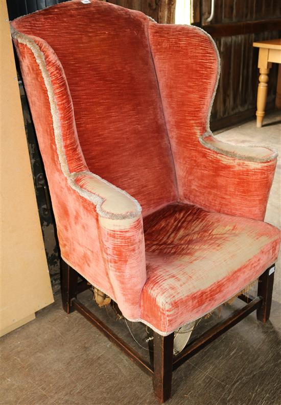 Georgian mahogany wing armchair
